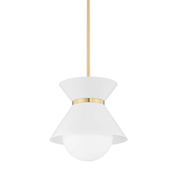 Scout 1 Light Pendant 15", Soft White/Patina Brass