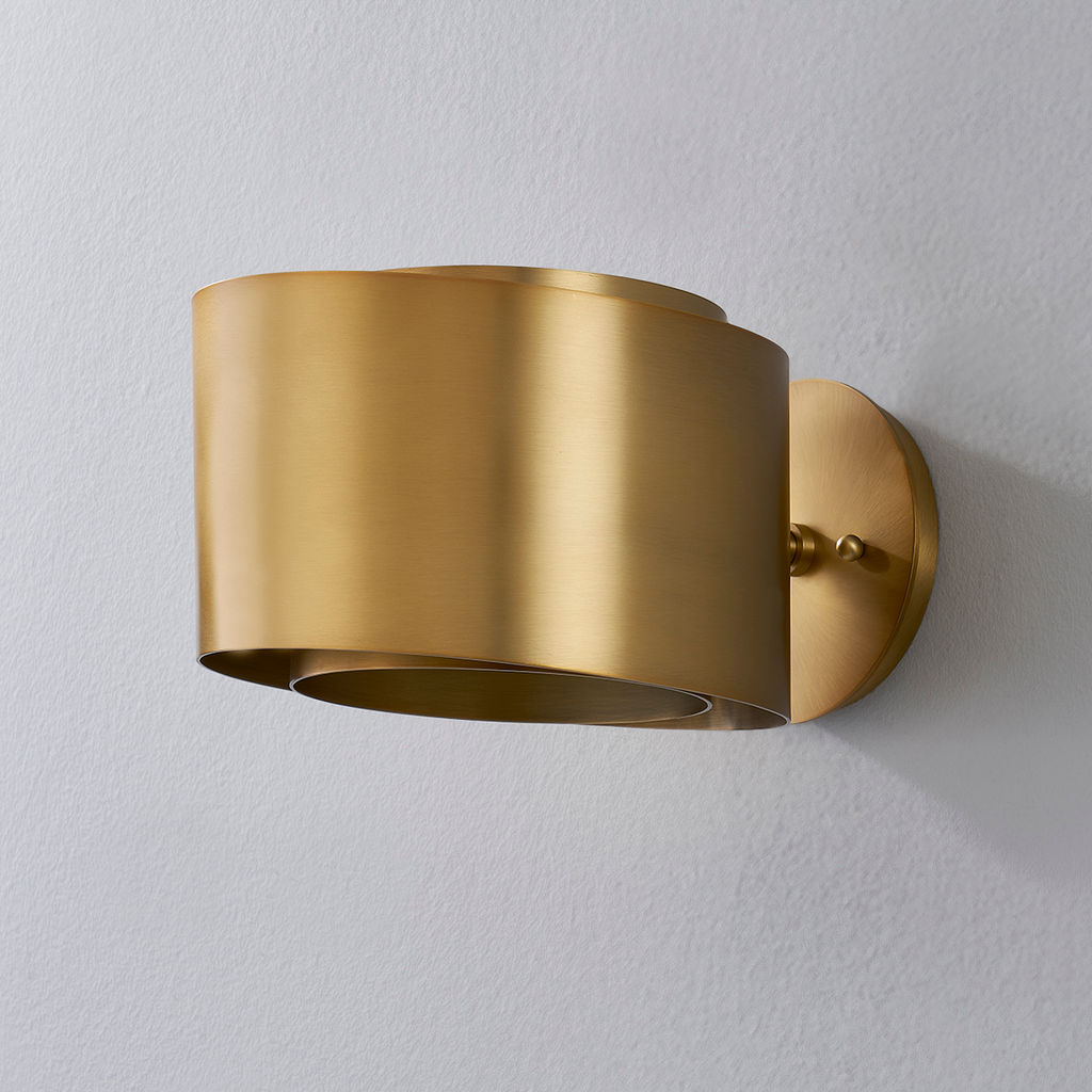 Metal Bands Wall Sconce, Patina Brass