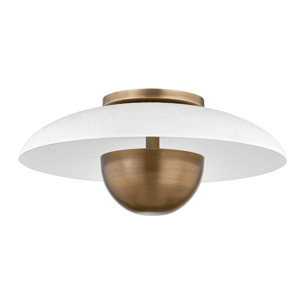 1 Light Modern Industrial Flush Mount, Patina Brass