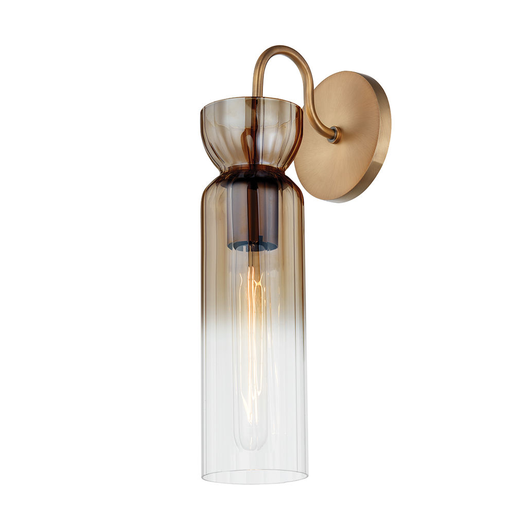 1 Light Wall Ombre Glass Sconce, Patina Brass
