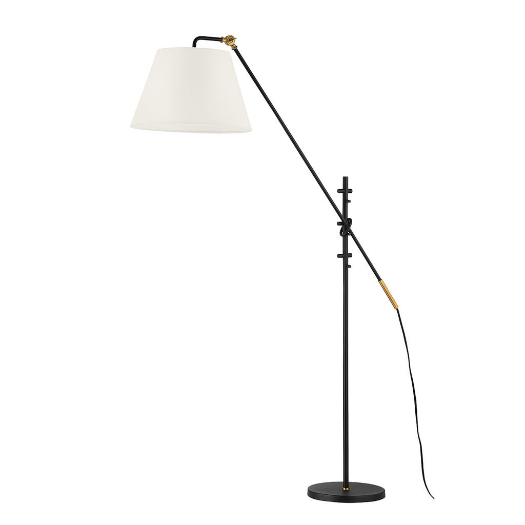 Navin 1 Light Floor Lamp, Patina Brass/Textured Black