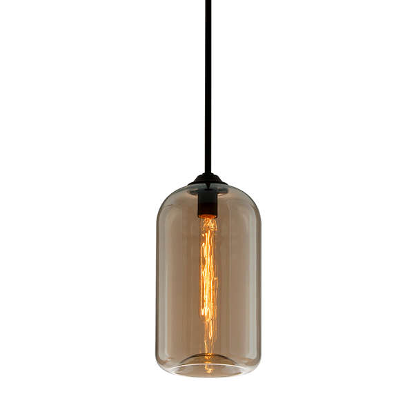 Pendant 8" X 15.75", Soft Black And Champagne