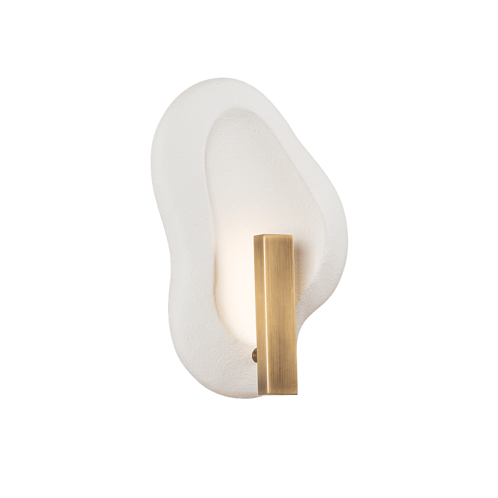 Jura Wall Sconce 10" X 14.5", Patina Brass And Ceramic Rustic Shell
