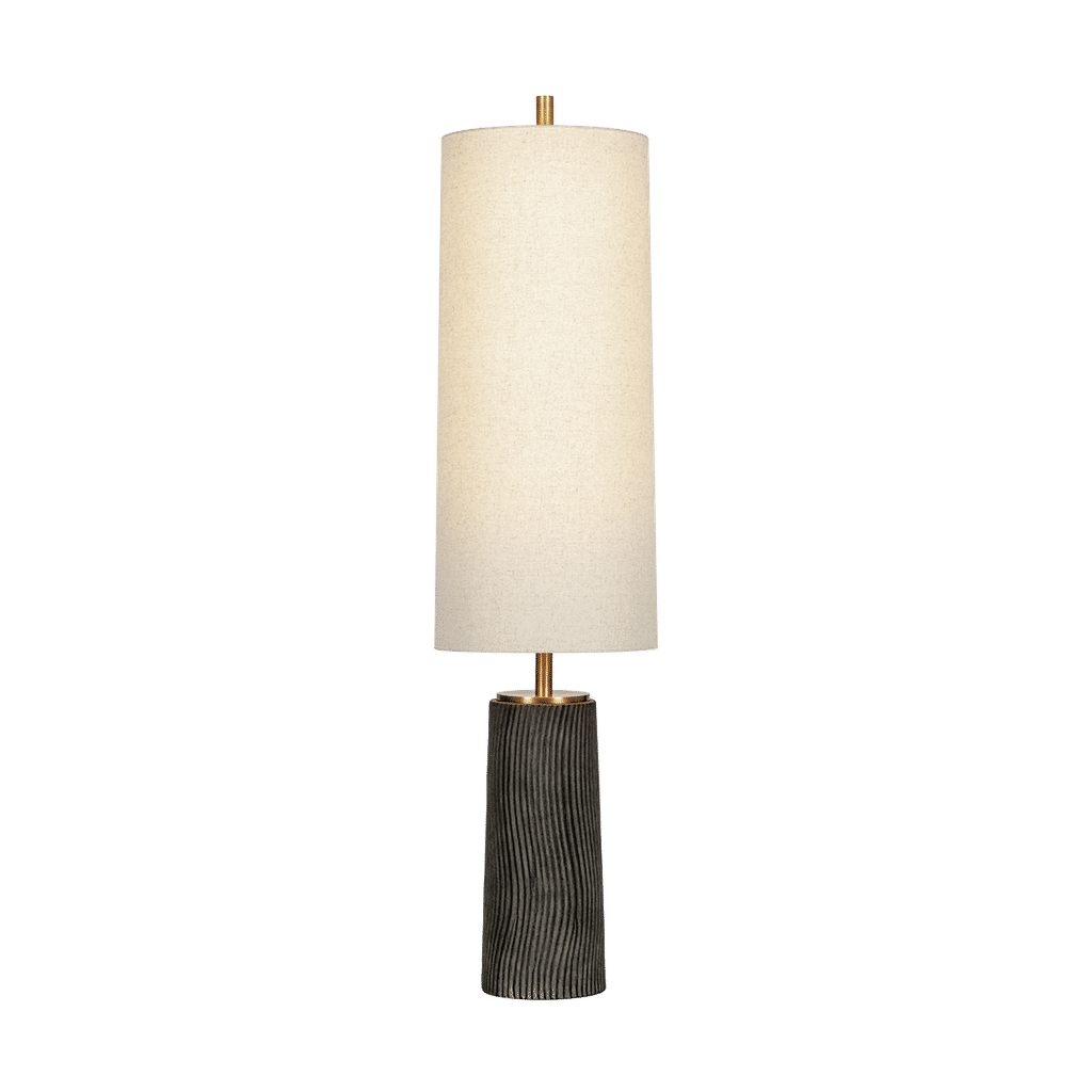 Thane Floor Lamp 14" X 56.25", Patina Brass And Ceramic Meditation Grey