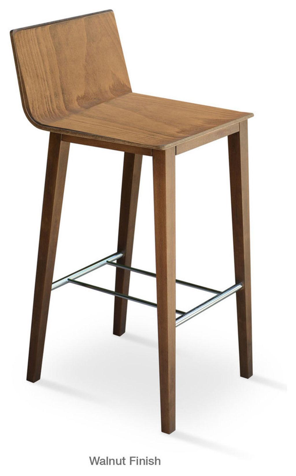 Corona Wood Stools, Solid Beech Walnut Color Base, Walnut Finish, 15" X 37"