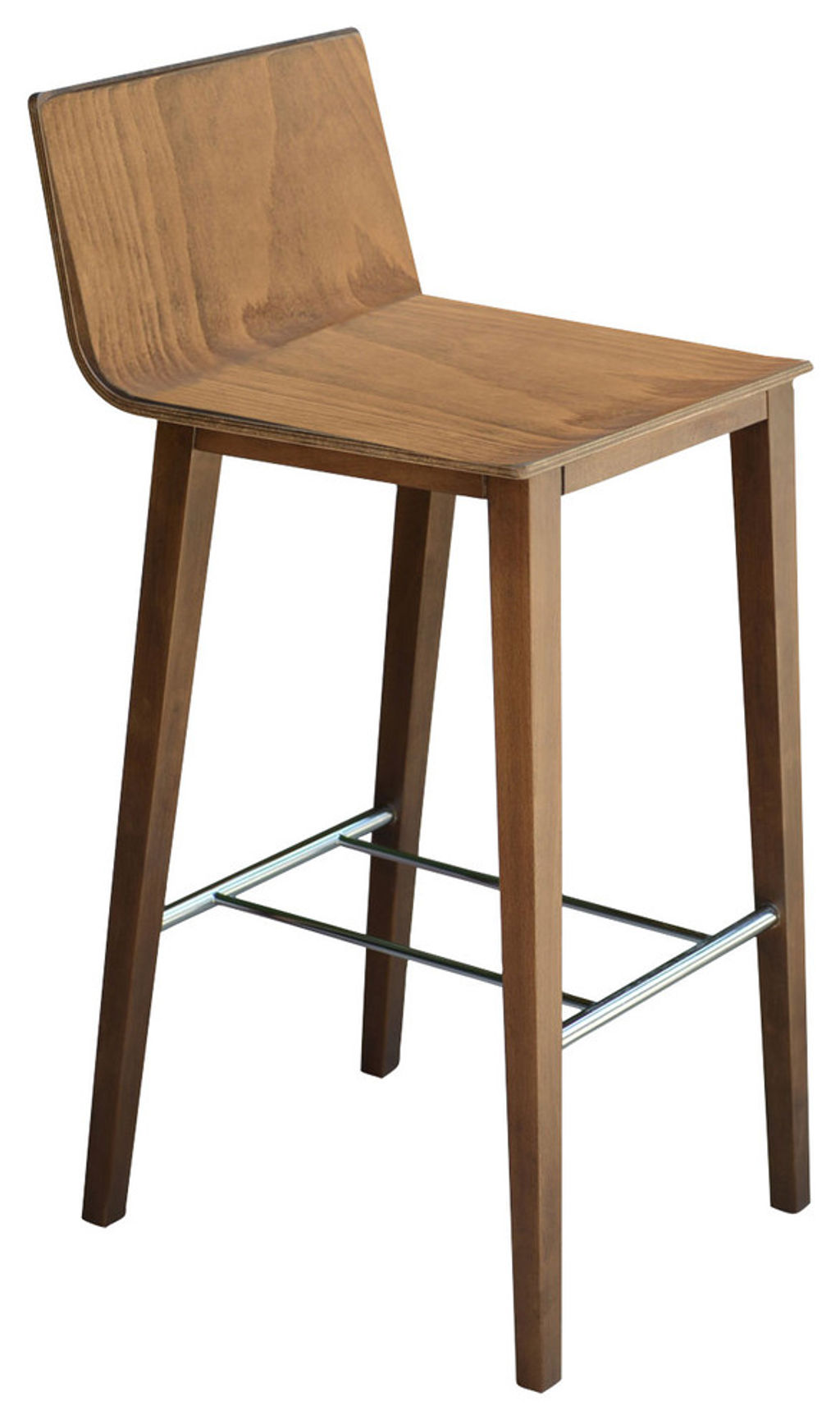 Corona Wood Stools, Solid Beech Walnut Color Base, Walnut Finish, 15" X 37"