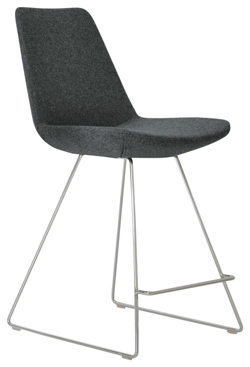 Preview image for Chrome Base Stool, Dark Gray Wool