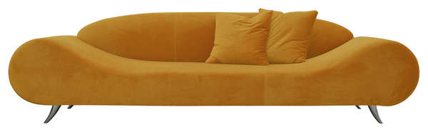 Harmony Sofa, Chrome Plated Steel Tubes Base, Gold Velvet, 102" X 24"