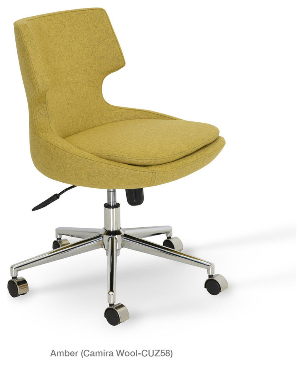 Patara Office Chair, Chrome Base, Amber Camira Wool, 24" X 31"