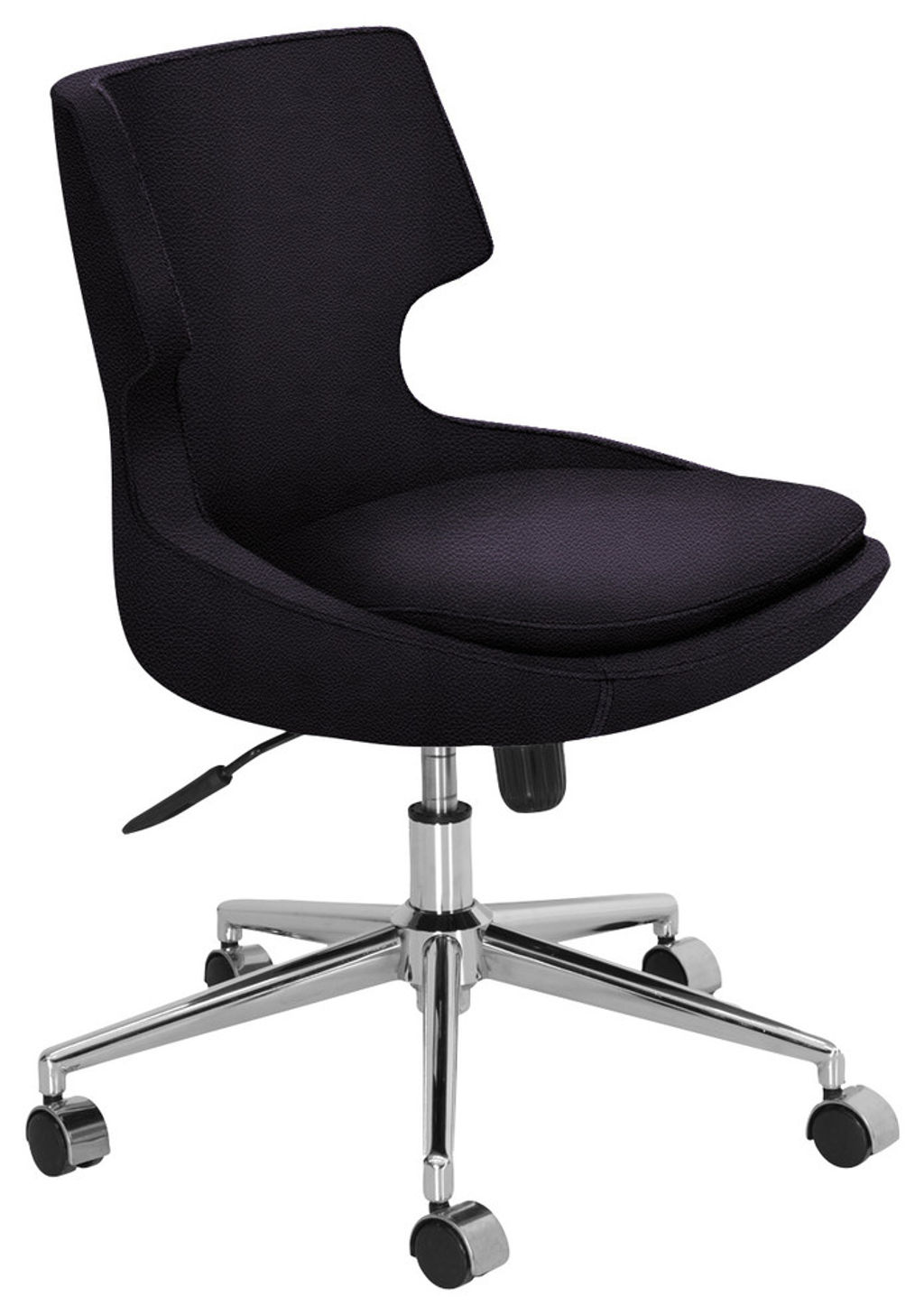 Patara Office Chair, Chrome Base, Black Leatherette, 24" X 31"
