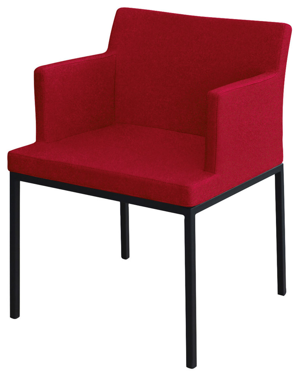 Soho Chrome Chair, Chrome Base, Red Wool, 22" X 31"