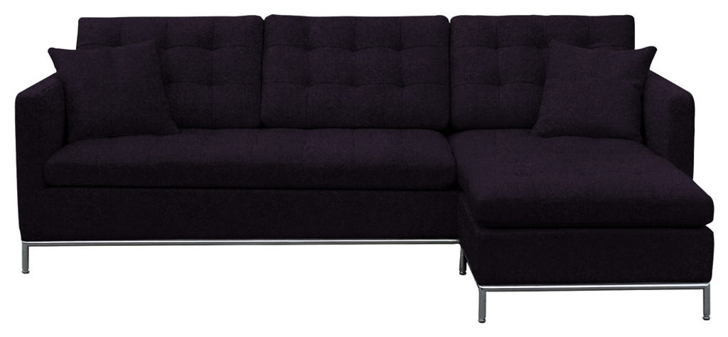 Preview image for Taxim Sectional Sofa, Stainless Steel Base, Charcoal Wool, 94.5" X 26"