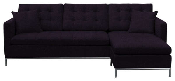 Taxim Sectional Sofa, Stainless Steel Base, Charcoal Wool, 94.5" X 26"