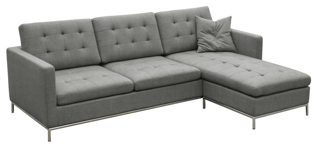 Taxim Sectional Sofa, Stainless Steel Base, Stone Brick Wool, 94.5" X 26"