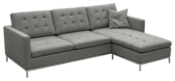 Taxim Sectional Sofa, Stainless Steel Base, Stone Brick Wool, 94.5" X 26"