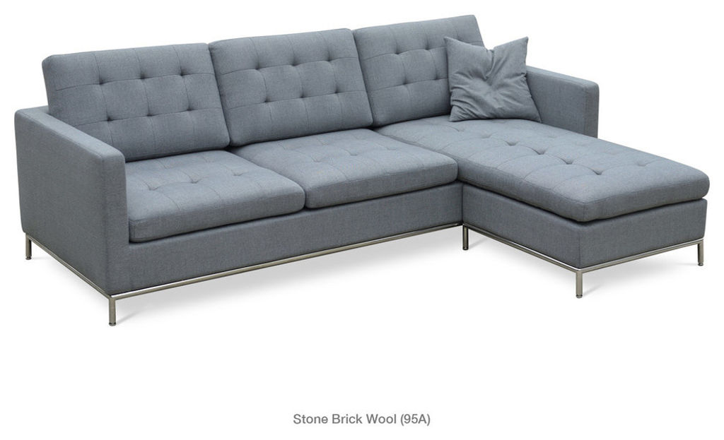 Taxim Sectional Sofa, Stainless Steel Base, Stone Brick Wool, 94.5" X 26"