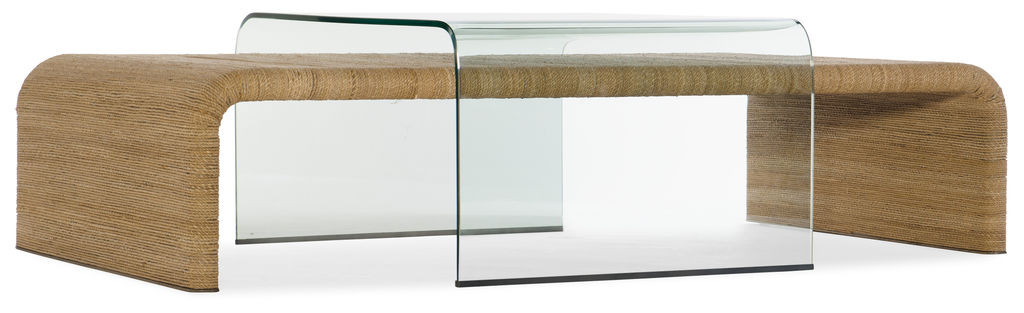 Preview image for Rope & Glass Waterfall Cocktail Coffee Table 64 inch