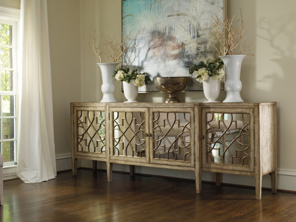 Sanctuary Four-Door Mirrored Console, Surf-Visage