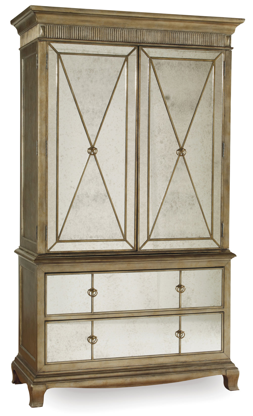 Antiqued Mirror Storage Cabinet Wardrobe Armoire