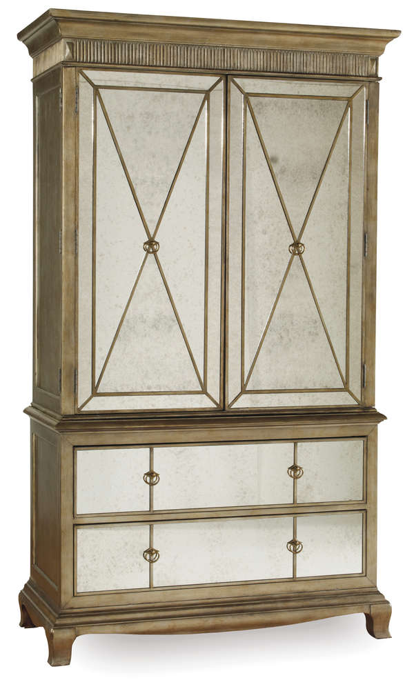 Antiqued Mirror Storage Cabinet Wardrobe Armoire