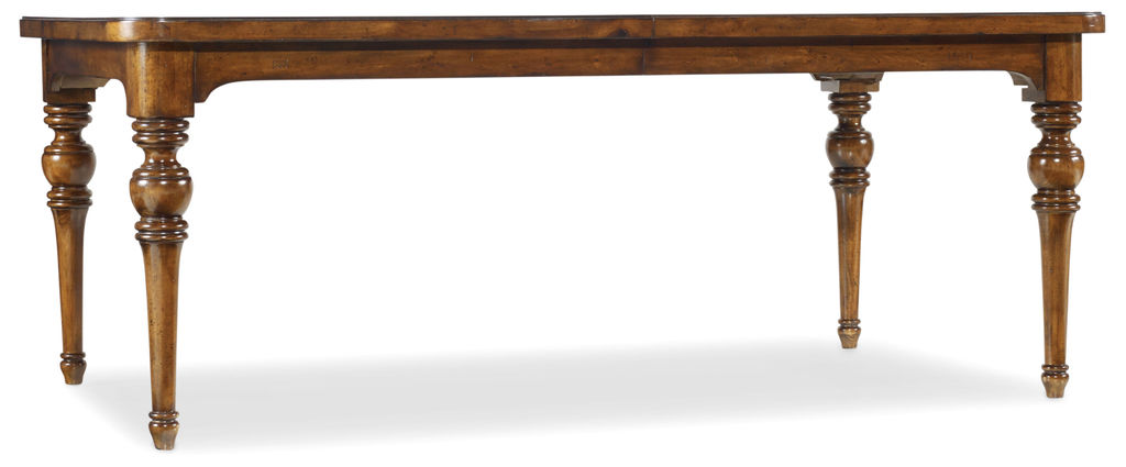 Preview image for Chestnut Brown Turned Ball Leg Rectangle Extension Dining Table 78 to 114 inch