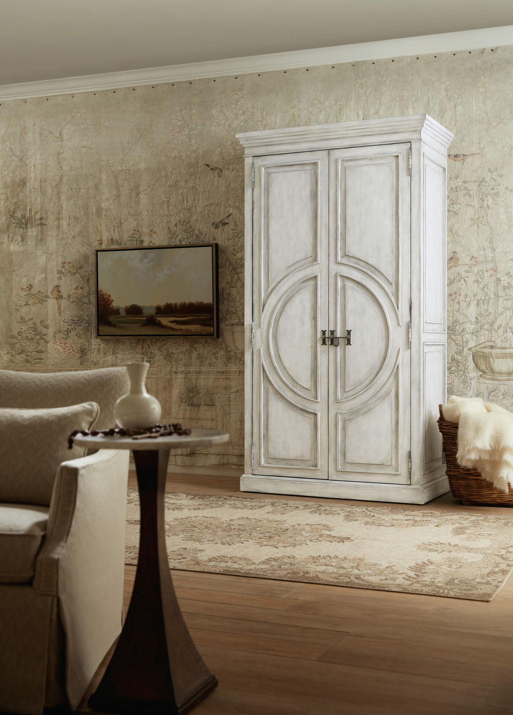 Storage Cabinet Wardrobe Armoire White Wash Wood