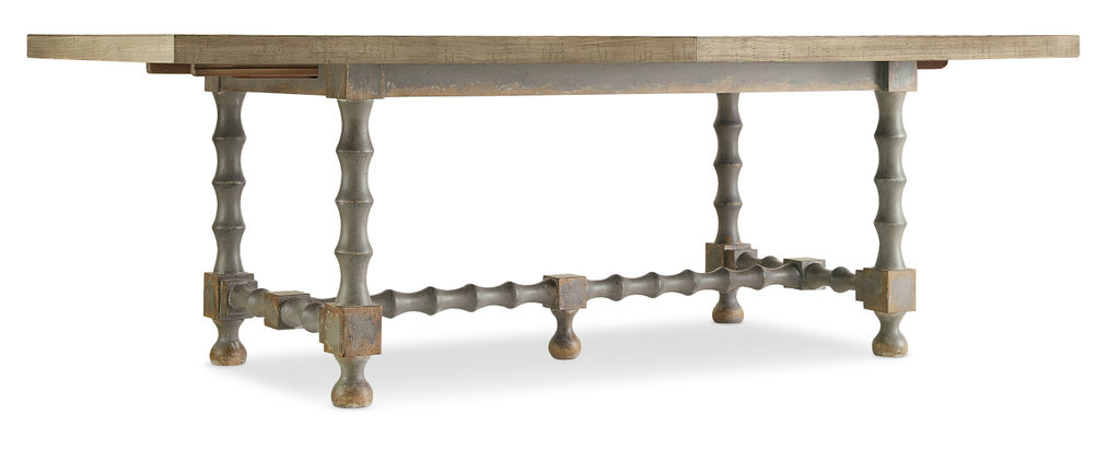 Ciao Bella 84" Trestle Table W/ 2-18" Leaves, Natural/Gray