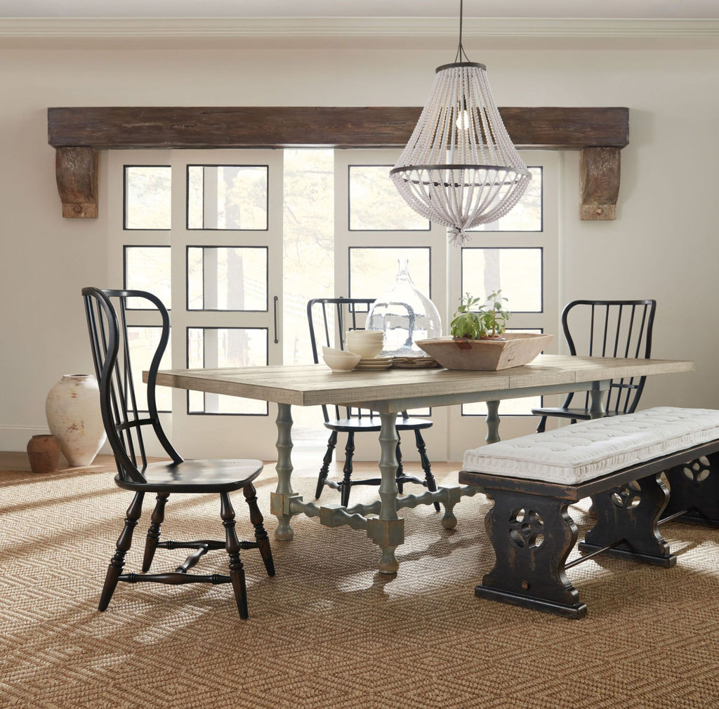 Ciao Bella 84" Trestle Table W/ 2-18" Leaves, Natural/Gray