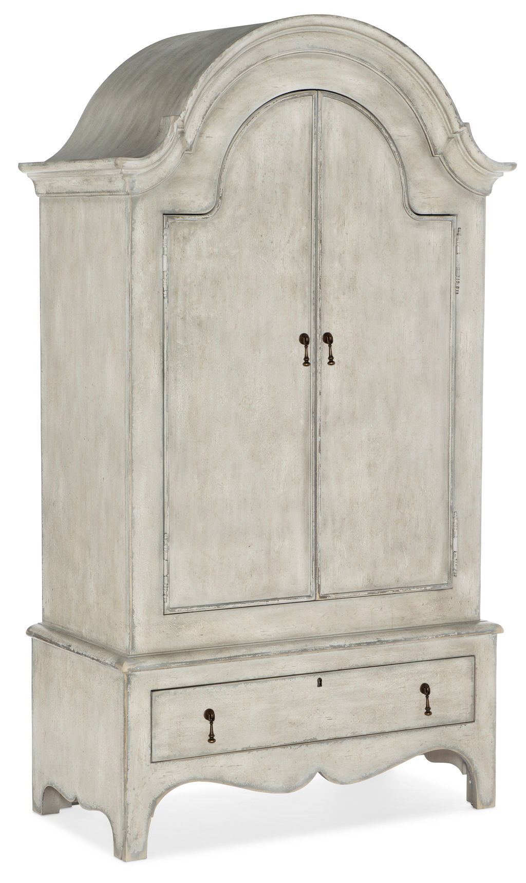 Arch Top Storage Cabinet Wardrobe Armoire Creamy White Finish