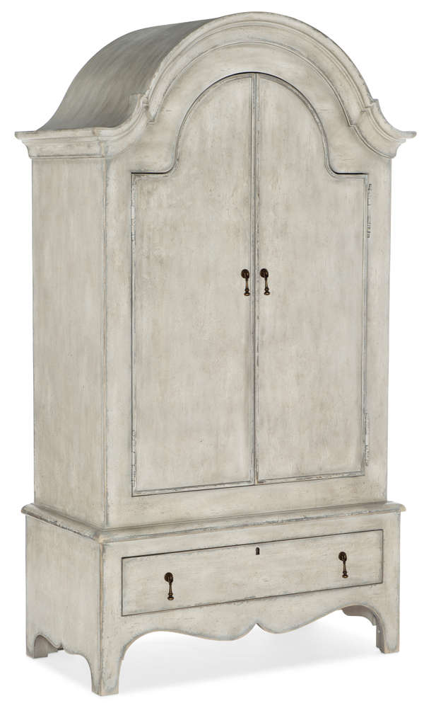 Arch Top Storage Cabinet Wardrobe Armoire Creamy White Finish