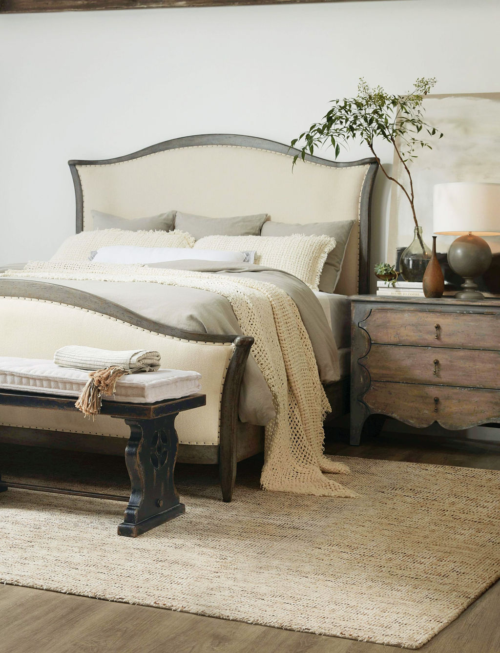 Ciao Bella King Upholstered Bed, Speckled Gray