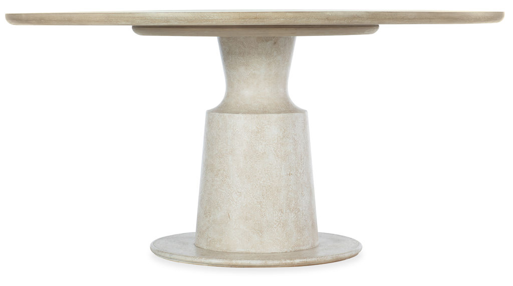 Preview image for Soft Taupe Oak Wood Round Pedestal Dining Table 60 inch