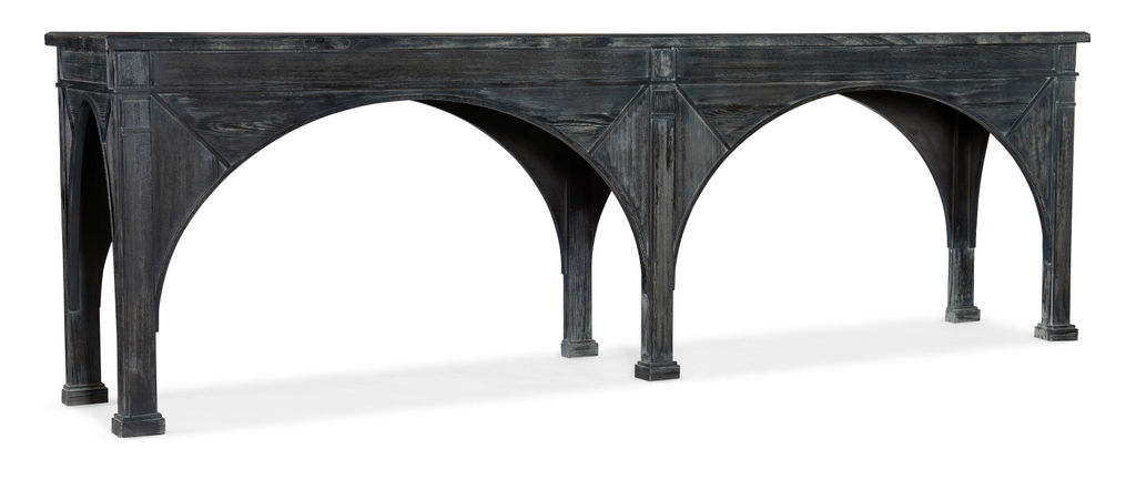 Preview image for Arches Long Sofa Console Table Pine Wood Charcoal Finish 110 inch