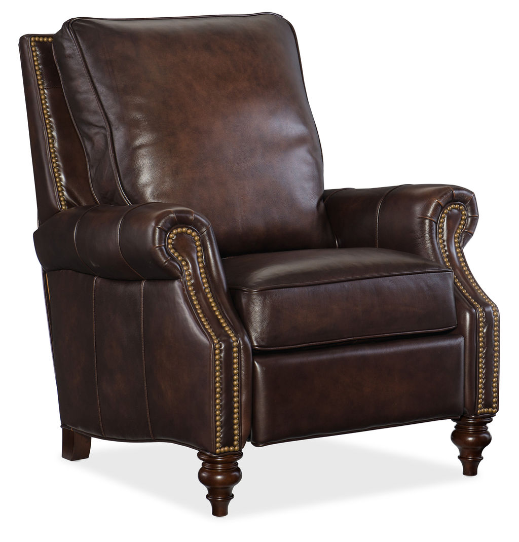 Classic Brown Leather Recliner With Headrest (39"H x 32.80"W)