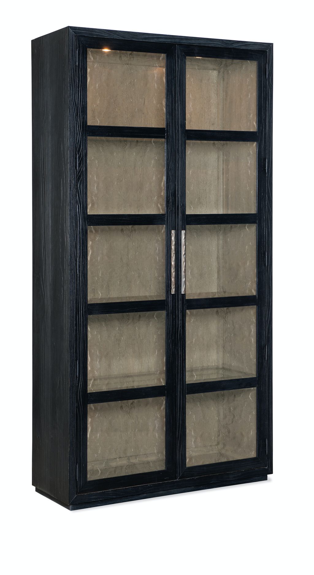 Charred Black Glass Front Display Curio Cabinet 44 x 86 inch