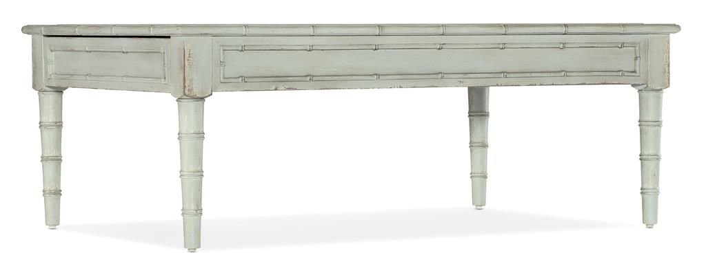 Preview image for Two Drawer Soft Blue Rectangle Coffee Table Maple Wood Bamboo Design 50 inch
