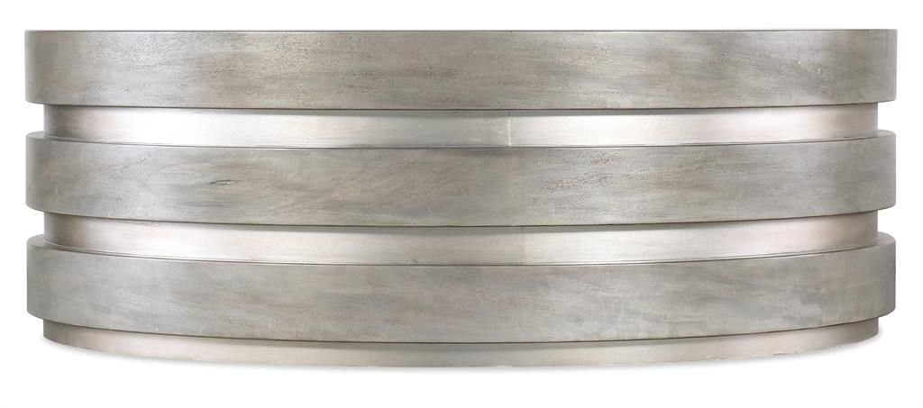 Preview image for Modern Round Coffee Table Silver Leaf Accents with Gray Finish 48 inch