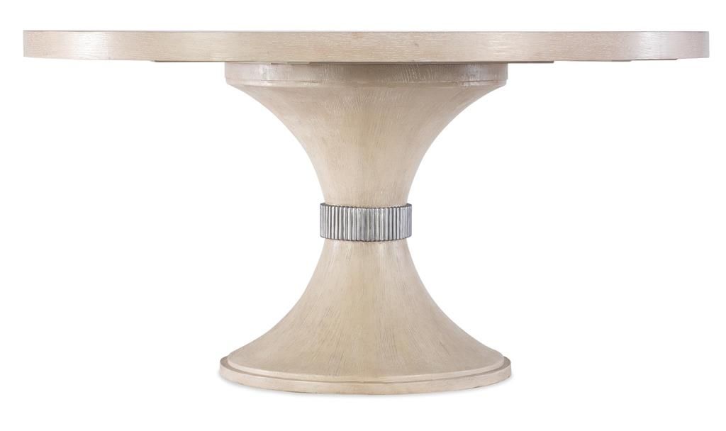 Preview image for Hourglass Pedestal Round Dining Table Oak Wood Sandstone Finish 60 inch