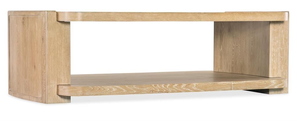 Preview image for Coastal Rounded Corners Rectangle Coffee Table Oak Wood Veneer Sand Finish 58 inch