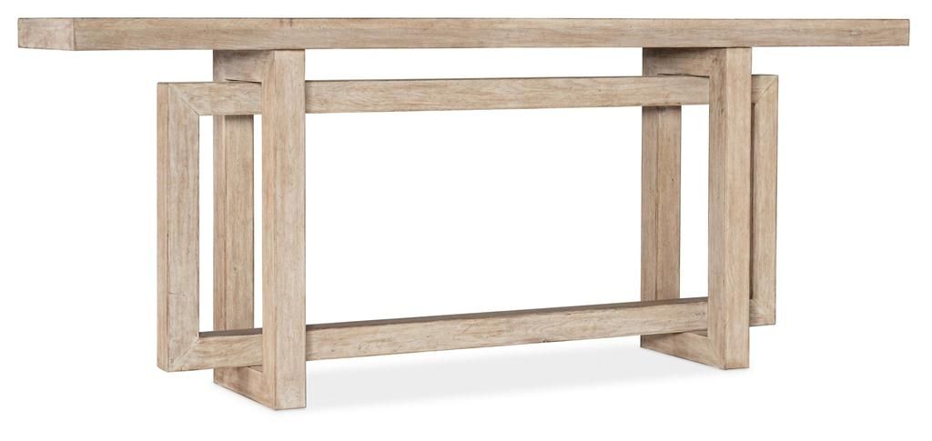 Preview image for Modern Console Table Interlocking Base Acacia Wood in Natural Light Finish 80 inch