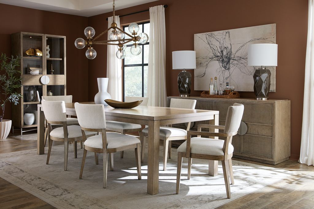 Transitional Rectangle Extension Dining Table with One 18" Leaf  to 84 to 102 inch