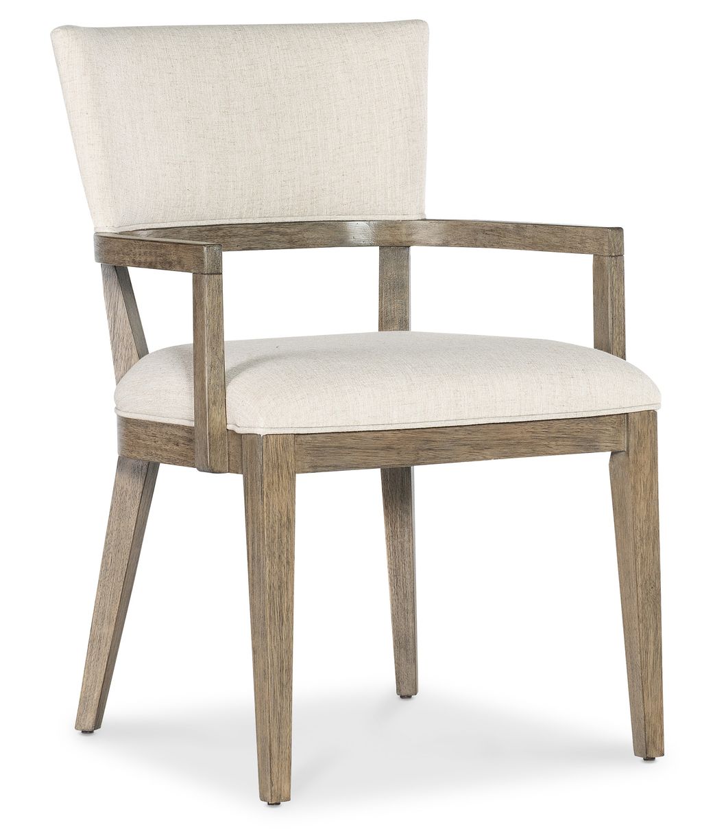Curved Open Back Oatmeal Upholstered Armchair Dining Chair (Set of 2)