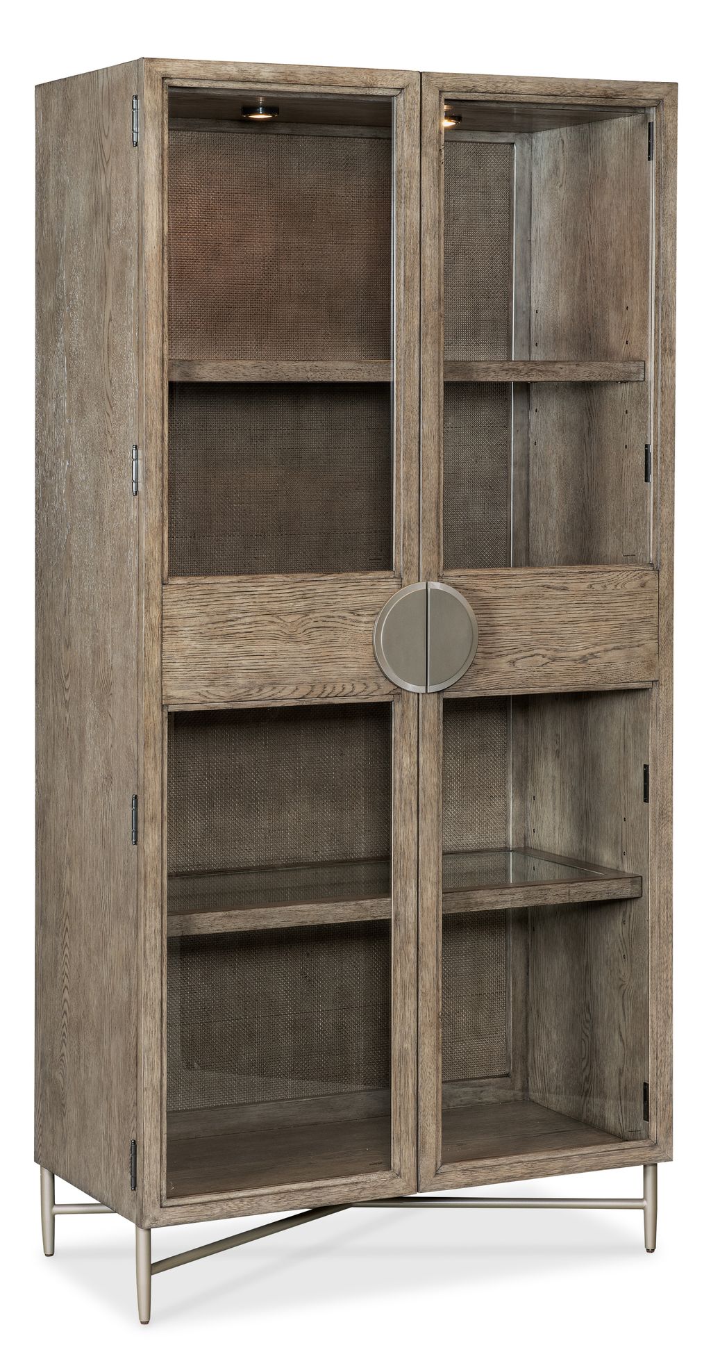 Cane Back Panel & Glass Door Display Curio Cabinet 80 x 40 inch