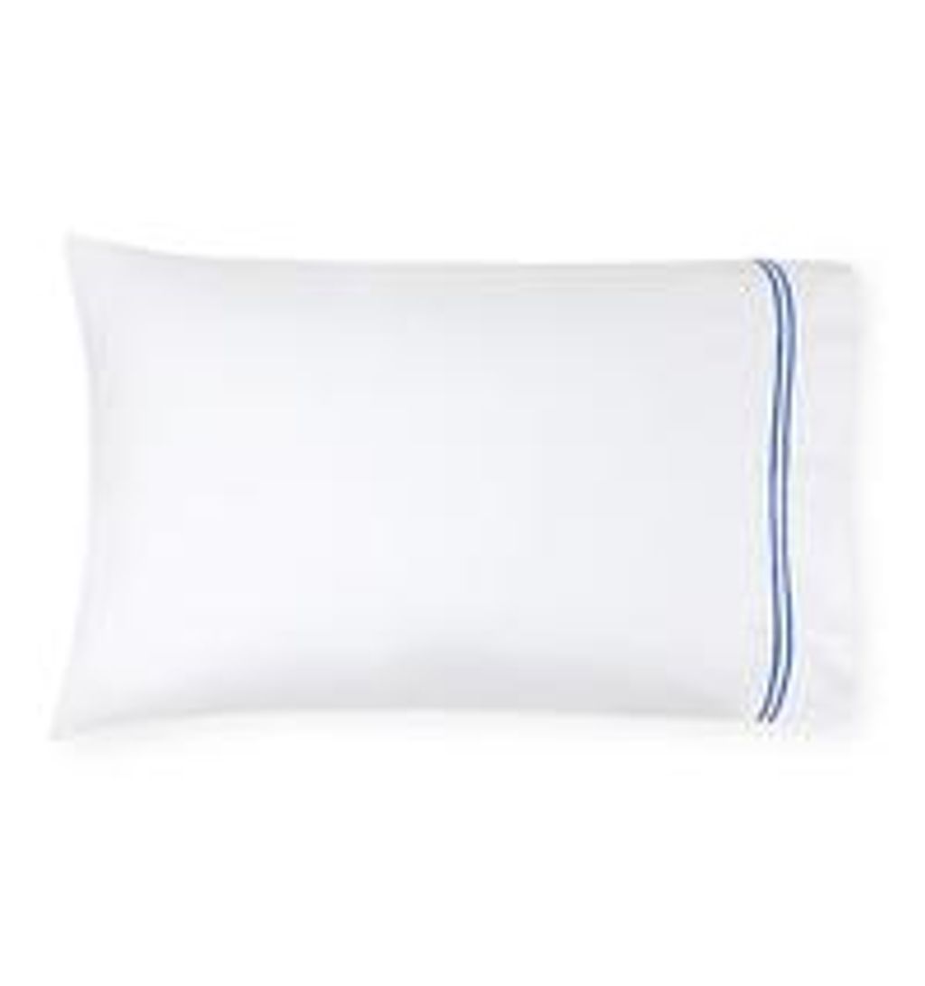 Grande Hotel King Pillow Case 22X42 In White/Cornflower Blue