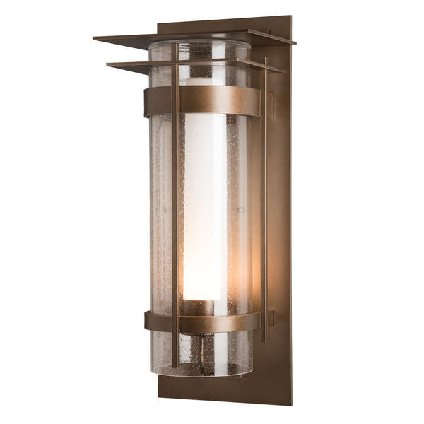 Banded Seeded Glass Xl Outdoor Sconce With Top Plate
