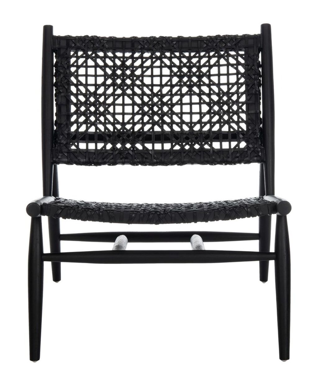Bandelier Accent Chair, 25.98" X 30.7", Black/Black Leather