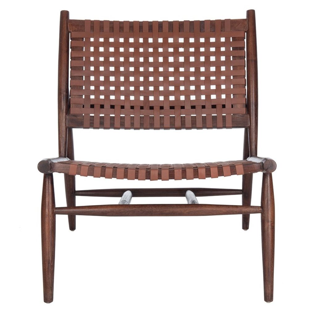Preview image for Soleil Leather Woven Accent Chair, 25.98" X 30.7", Cognac Leather/Brown