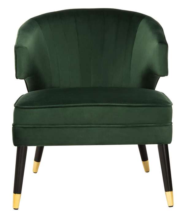 Stazia Wingback Accent Chair, 26.77" X 31.89", Forest Green/Black