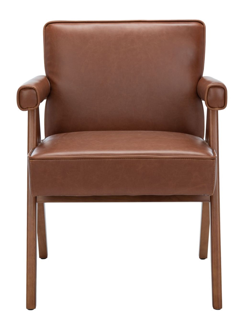 Suri Mid Century Arm Chair, 23.23" X 29.92", Cognac Pu/Walnut