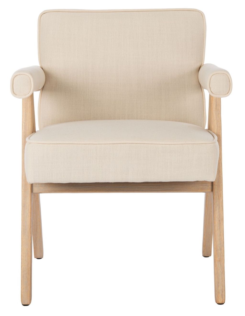 Suri Mid Century Arm Chair, 23.23" X 29.92", Bone Linen/White Washed